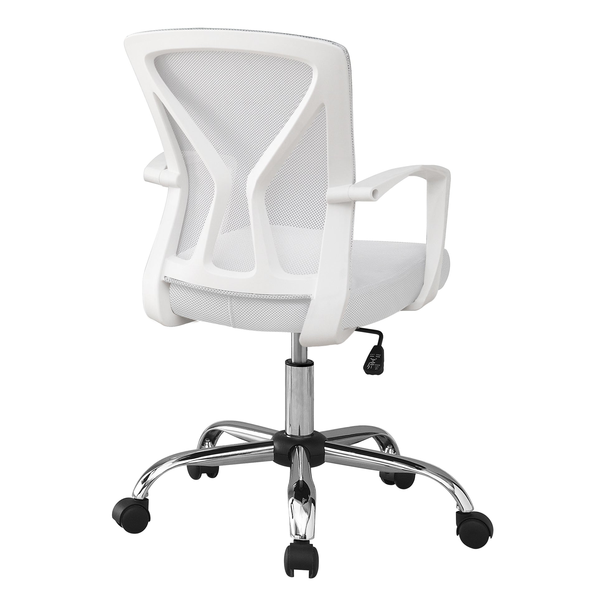 Office Chair, Adjustable Height, Swivel, Ergonomic, Armrests, Computer Desk, Work, White Mesh, Chrome Metal, Contemporary, Modern White Foam Polyester