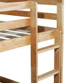 Solid Woodensolid Rubber Wooden Twin Over Twin Loft Bed With Ladder ,Upper And Bottom Bed Platforms Crafted With Strengthened Slats ,Natural Twin Natural Rubber Wood