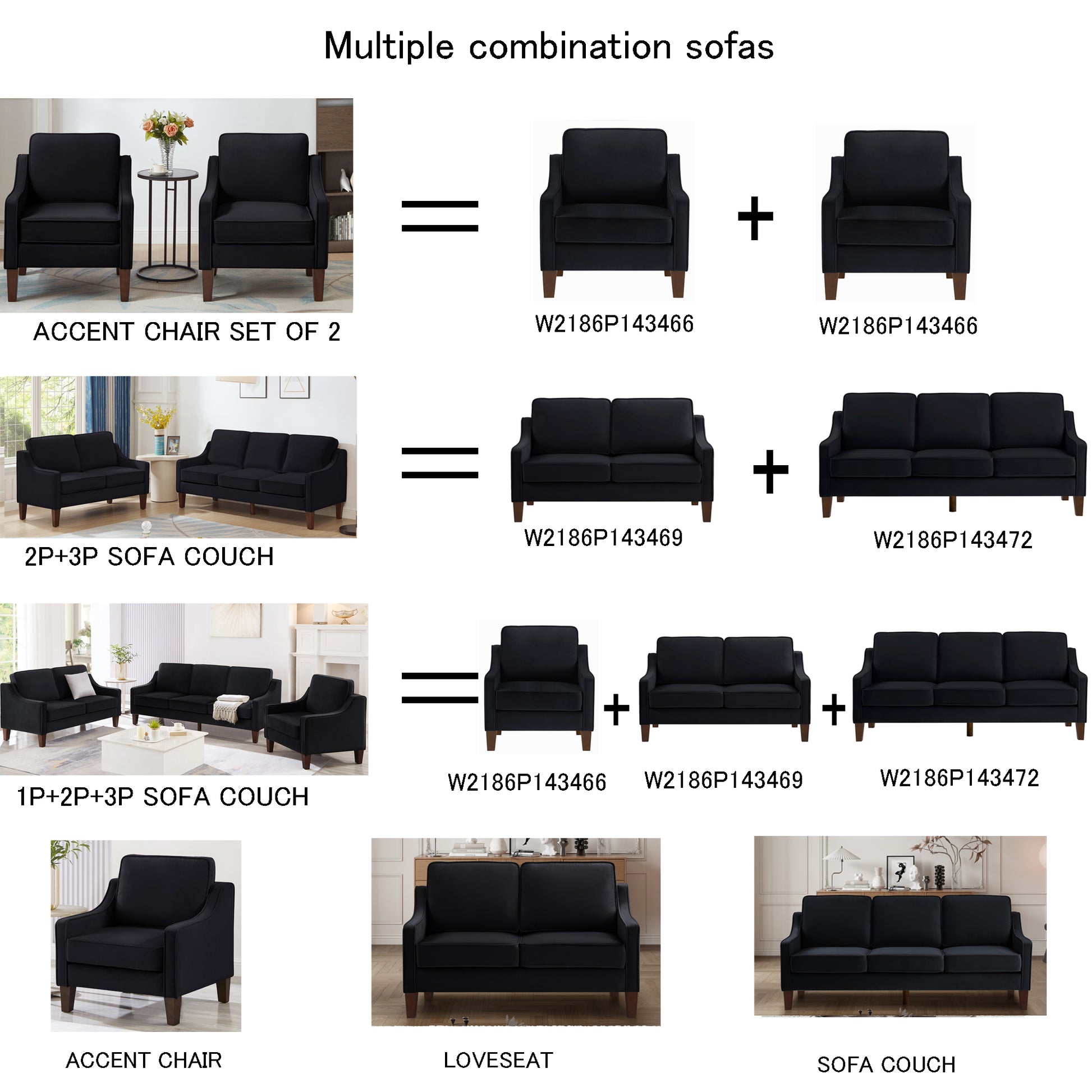 Modern 3 Person Seat Sofa Couch With Scooped Armrest Wood Legs,Upholstered Velvet 3 Seat Sofa With Removable Cushions For Livingroom Bedroom,Black Black Espresso Velvet Wood Primary Living Space