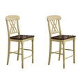 Buttermilk And Oak Cross Back Counter Height Stools Set Of 2 Oak Dining Room Rubberwood Set Of 2 Wood