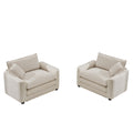 Luxurious And Sophisticated Deep Seated Sofa Set With Two Single Sofas In Light Beige Corduroy Fabric, Set Of 2 Accent Chair For Living Room Beige Corduroy 2 Seat