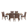 Mid Century Modern Dining Table Set For 7,Rectangular Table And 6 Kitchen Room Chairs,7 Piece Kitchen Table Set For Dining Room,Faux Leather Upholstered 6Pcs Side Chairs,Oak Oak Rubber Wood