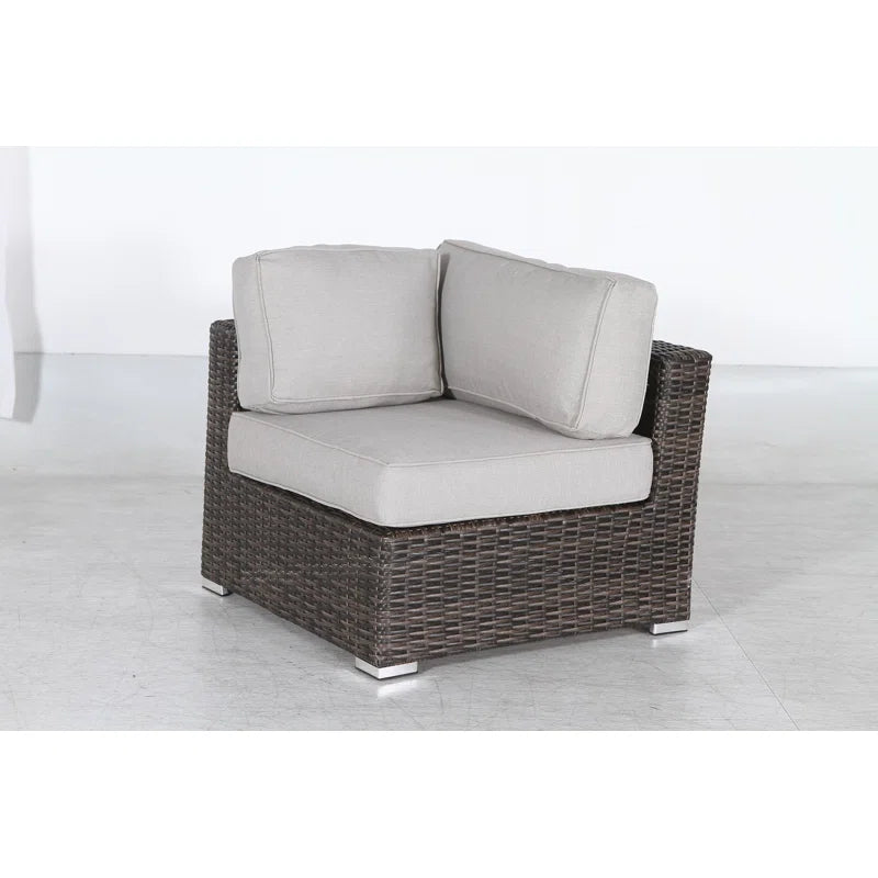 Fully Assembled Wicker 4 Person Seating Set With Cushions Brown,Gray Wicker