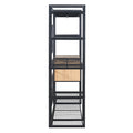 Open Style Wardrobe With Hanging Rails, Shelves And Drawers, Black Black Metal & Wood