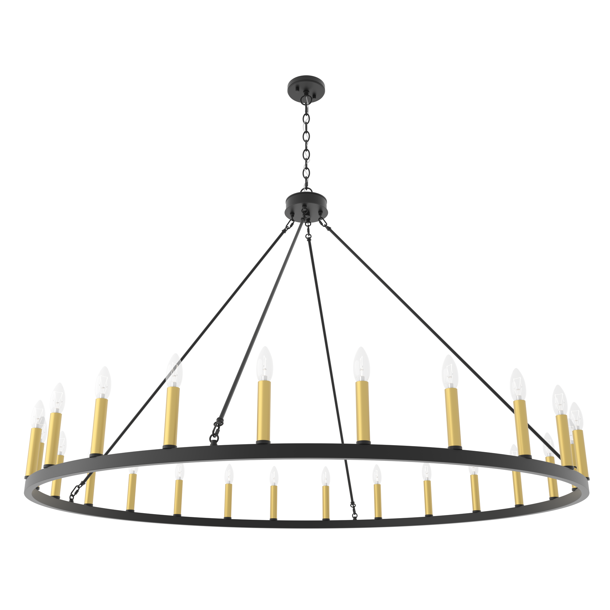 24 Light Steel Dimmable Candle Style Wagon Wheel Chandelier Ul Certified Antique Brass Black Ceiling Lights Steel Metal