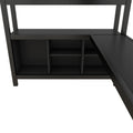 Metal Loft Bed With Wardrobe And L Shaped Desk, Full Size Loft Bed With Storage Cubes And Shelves, Heavy Duty Loft Bed For Kids Teens Adults, Black Full Black Metal