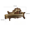 Wooden Gracious Chaise With 2 Pillows, Gold Patina & Bone Gold Wood