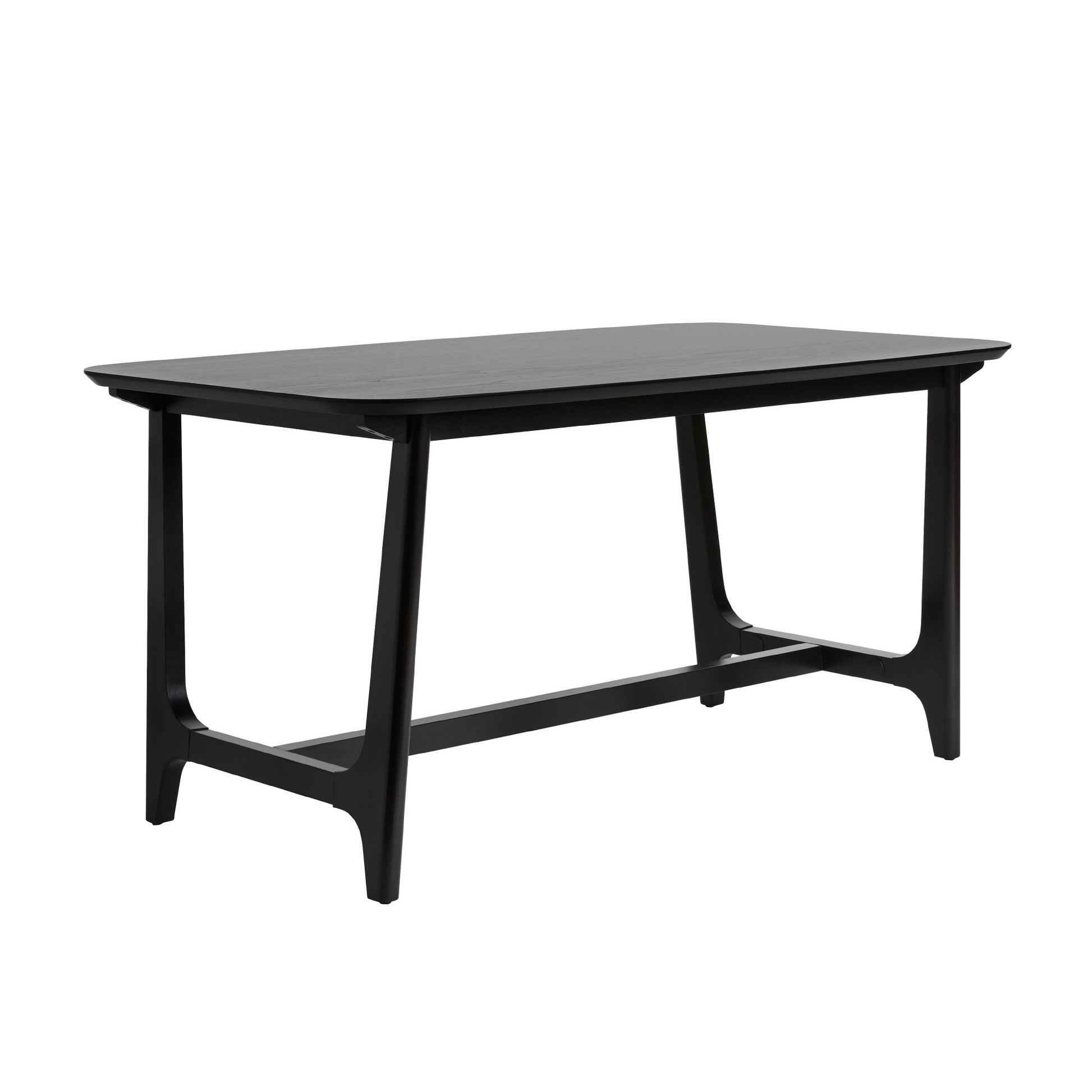 Mid Century 10015" Modern Dining Table With Trestle Base, Black Ash Veneer Black Mdf Mdf