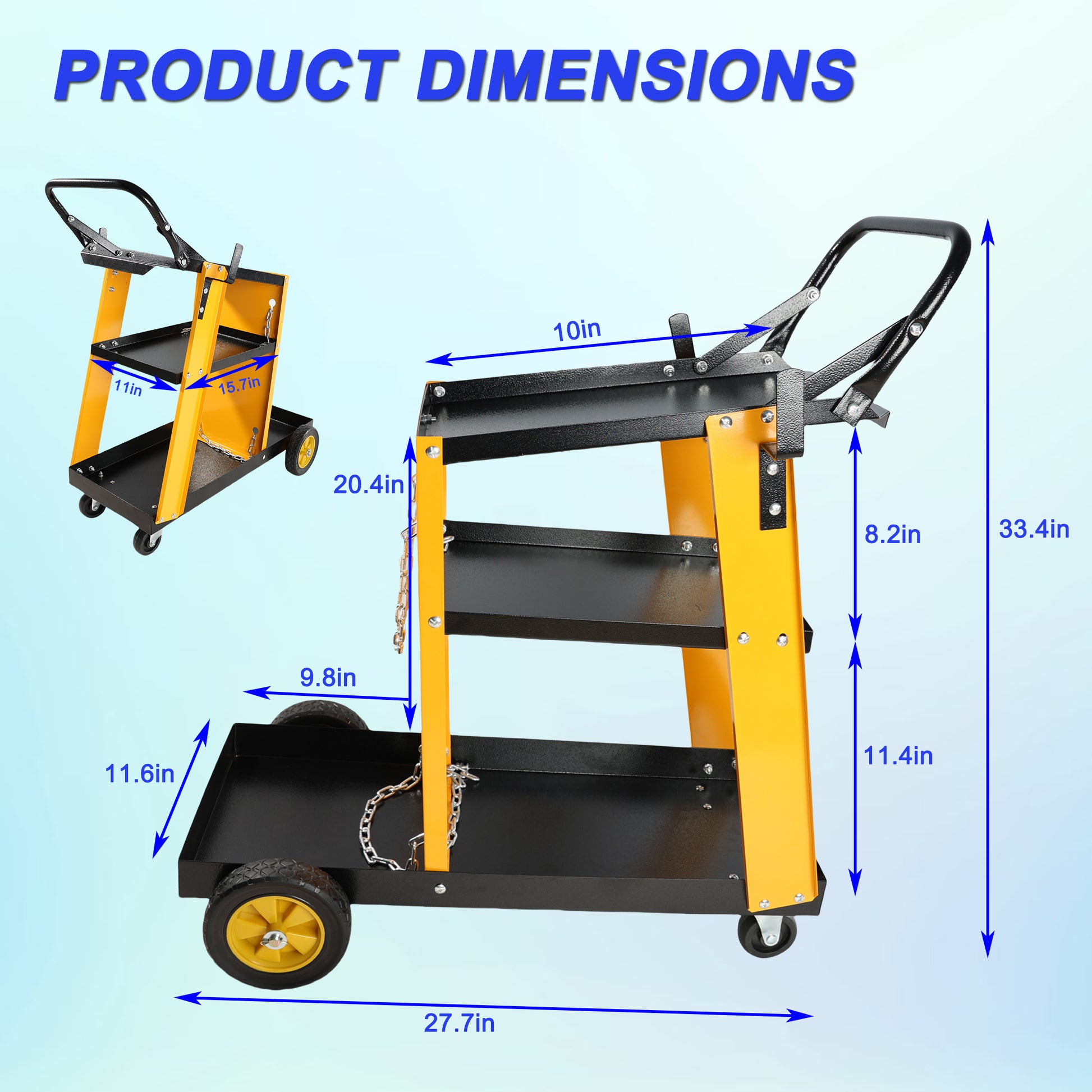 Multi Function 3 Tier Welding Cart. Gas Bottle And Accessory Storage.Welding Heavy Duty Cart For Tig Mig Welder And Plasma Cutter With Upgrade Handles And Increase Storage Space Tank Storage Yellow Black Garden & Outdoor Iron