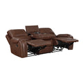 Comfortable Reclining Sofa 3Pc Set Brown Faux Leather Upholstered Reclining Sofa Loveseat Swivel Reclining Chair Trim, Power Usb Ports, Cupholders, Modern Living Room Furniture Brown Faux Leather Wood Primary Living Space Modern Plywood,Solid Wood 6 Seat