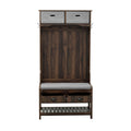 Hall Tree With 6 Hooks And Hinged Lid, Coat Hanger, Entryway Bench, Storage Bench, 3 In 1 Design, 69Inch, For Entrance, Hallway Brown Mdf