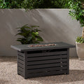 Rectangular Iron Fire Pit 30,000Btu Tank Cover Inside Black Iron