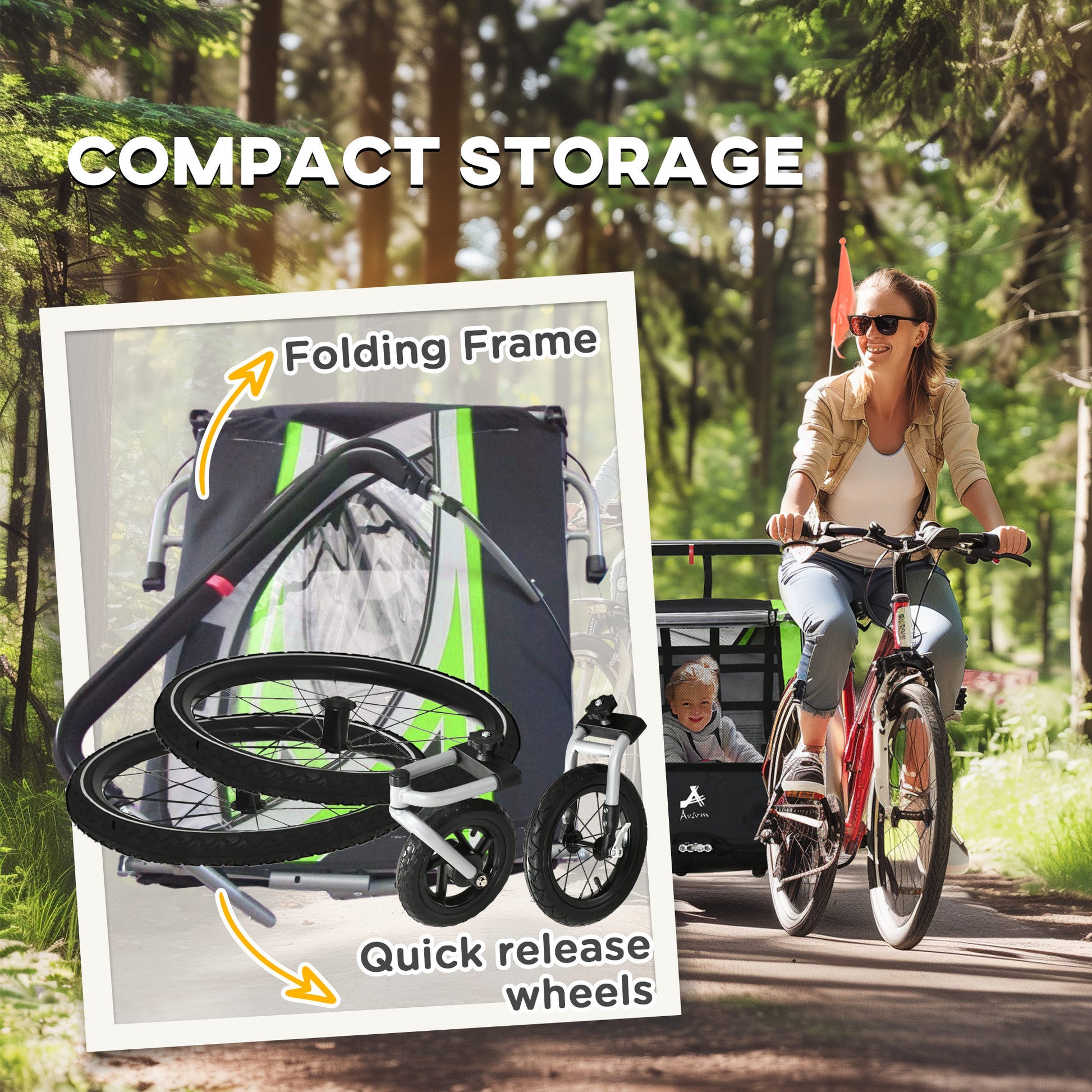 jogging biking stroller Aosom 3 In 1 Walk Jog Ride Child Baby Bike Trailer For Kids 2 Seater, High Visibility Bike Stroller For Toddler Wagon, Weather Strong Double Bicycle
