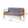 Aston Acacia Wood Outdoor Loveseat Set Loveseat&Coffee Table Teak Finish Dark Gray Cushion Teak Acacia Wood