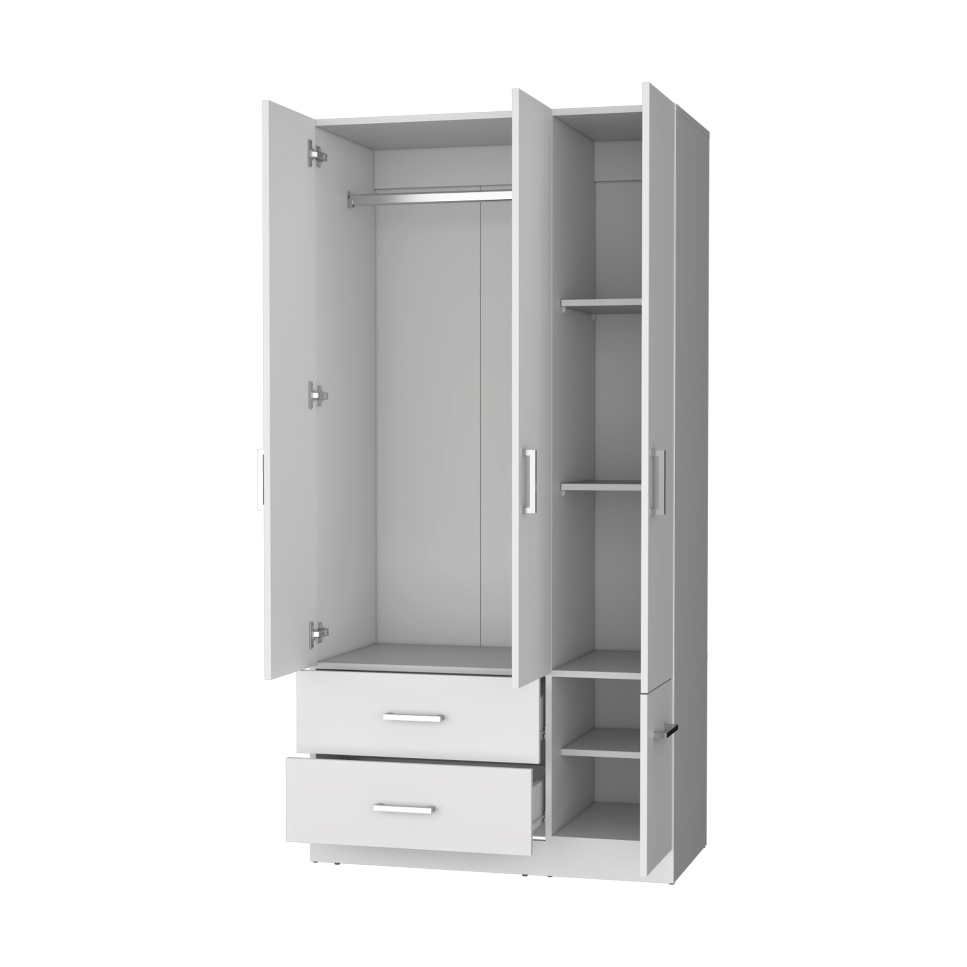 Douglas Armoire In Melamine, Two Drawers, Hanging Rod And 4 Doors. White Bedroom Contemporary Particle Board Melamine