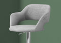 Bar Stool, Swivel, Bar Height, Adjustable, Chrome Metal, Grey Fabric, Contemporary, Modern Grey Foam Polyester