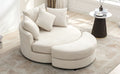 Orisfur. 360 Swivel Accent Barrel Chair With Storage Ottoman & 4 Pillows, Modern Chenille Leisure Chair Round Accent For Living Room, Cream Cream Foam Chenille