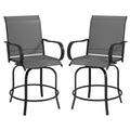 Outsunny Outdoor Bar Stools With Armrests, Set Of 2 360 Swivel Bar Height Patio Chairs With High Density Mesh Fabric, Steel Frame Dining Chairs For Balcony, Poolside, Backyard, Gray Gray Steel