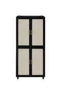 4 Door Cabinet, With 4 Adjustable Inner Shelves, Storage Cabinet Black Mdf