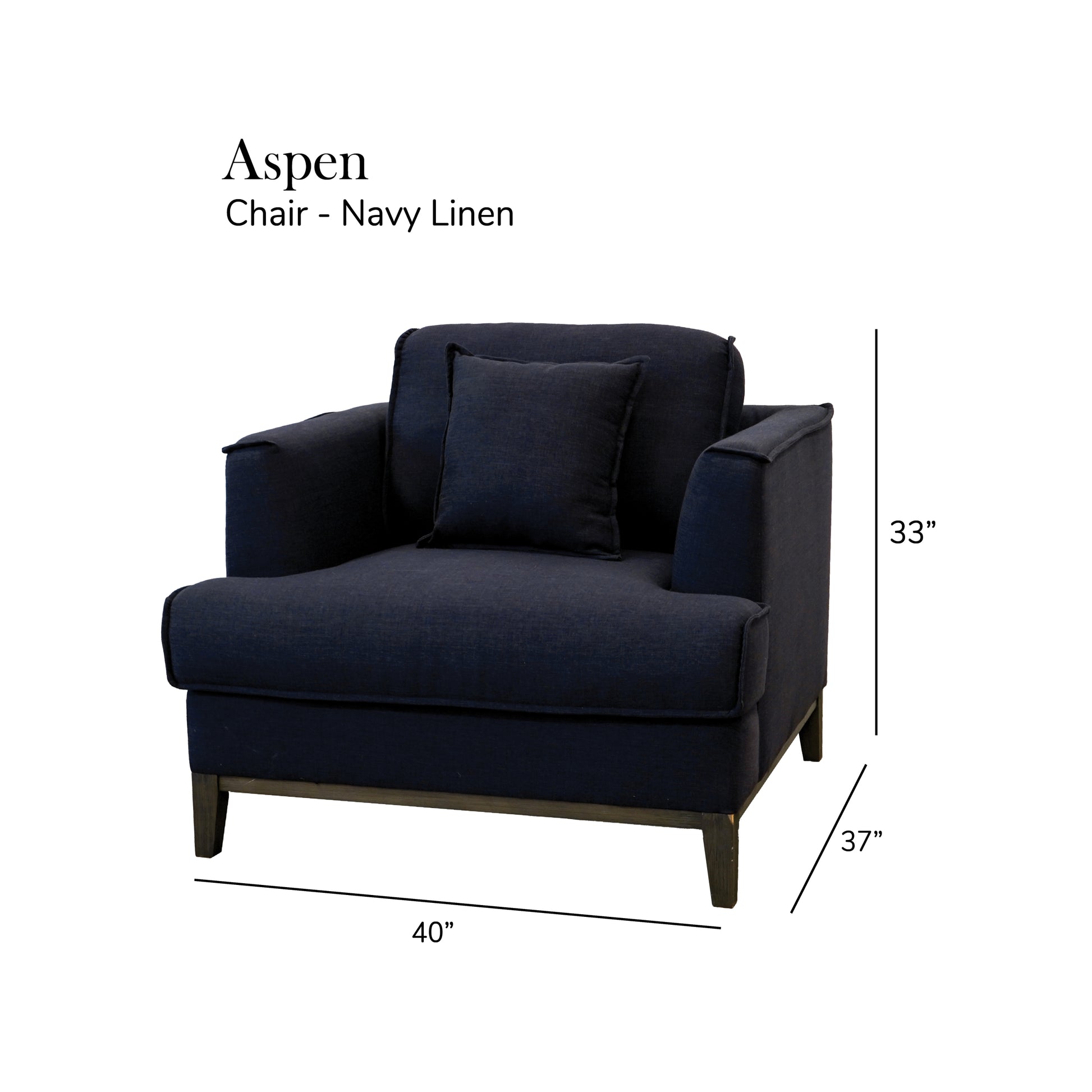 Aspen Navy Linen Chair Navy Wood Linen