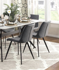 Modern 7Pc Dining Table Set With 6X Chairs Gray Upholstered Sintered Stone Tabletop Black Metal Legs Kitchen Dining Furniture Gray Seats 6 Dining Room Contemporary,Modern Rectangular Dining Table