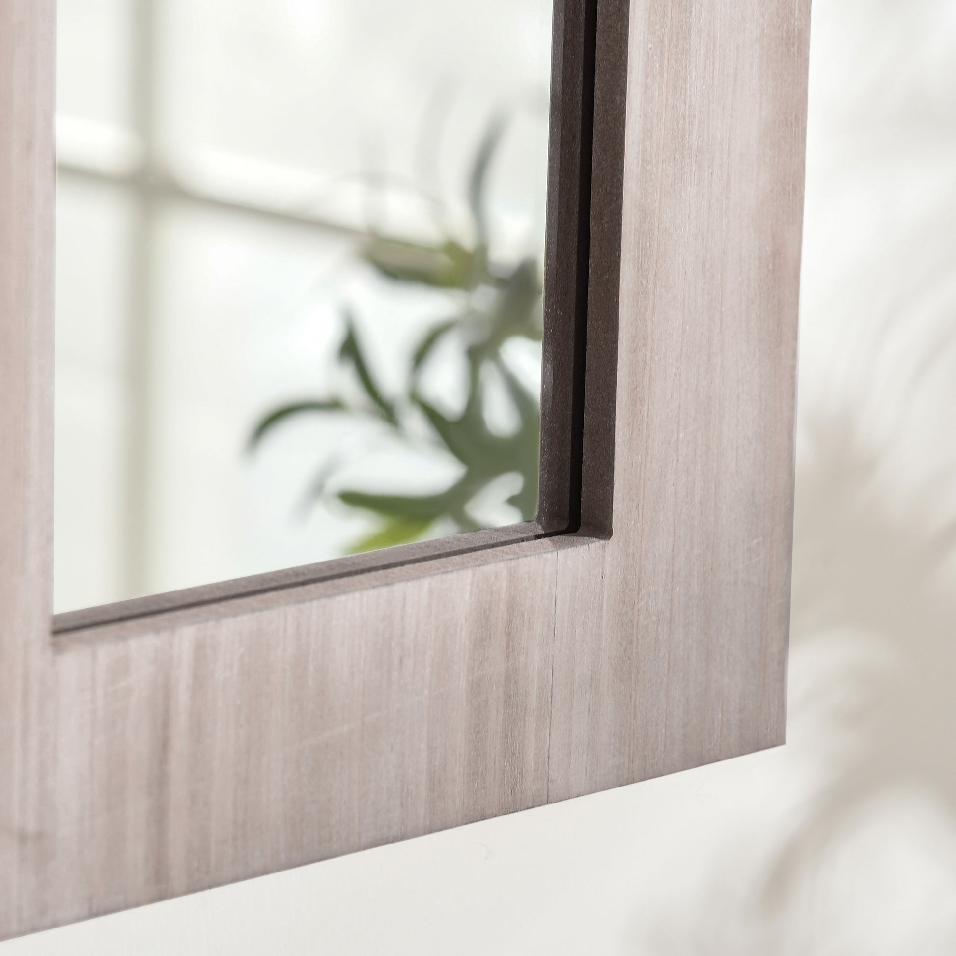 Homcom 41" X 31.5" Large Rustic Wall Mirror, Arch Window Mirror For Wall Decor In Living Room, Bedroom, Entryway, Natural Natural Wood Mdf