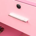 Pink Modern Simple Hair Desk, Multi Layer Storage Space Pink Mdf