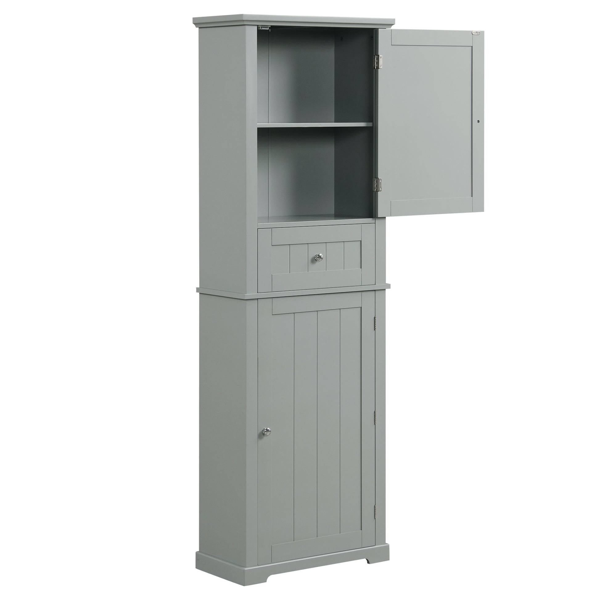 Tall Bathroom Storage Cabinet, Freestanding Storage Cabinet With Drawer And Adjustable Shelf, Mdf Board With Painted Finish, Grey Old Sku:Wf312727Aae Grey Mdf