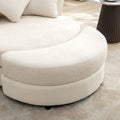 Orisfur. 360 Swivel Accent Barrel Chair With Storage Ottoman & 4 Pillows, Modern Chenille Leisure Chair Round Accent For Living Room, Cream Cream Foam Chenille