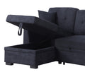 Sectional Sofa Bed, Dark Blue Dark Blue Wood Fabric 4 Seat