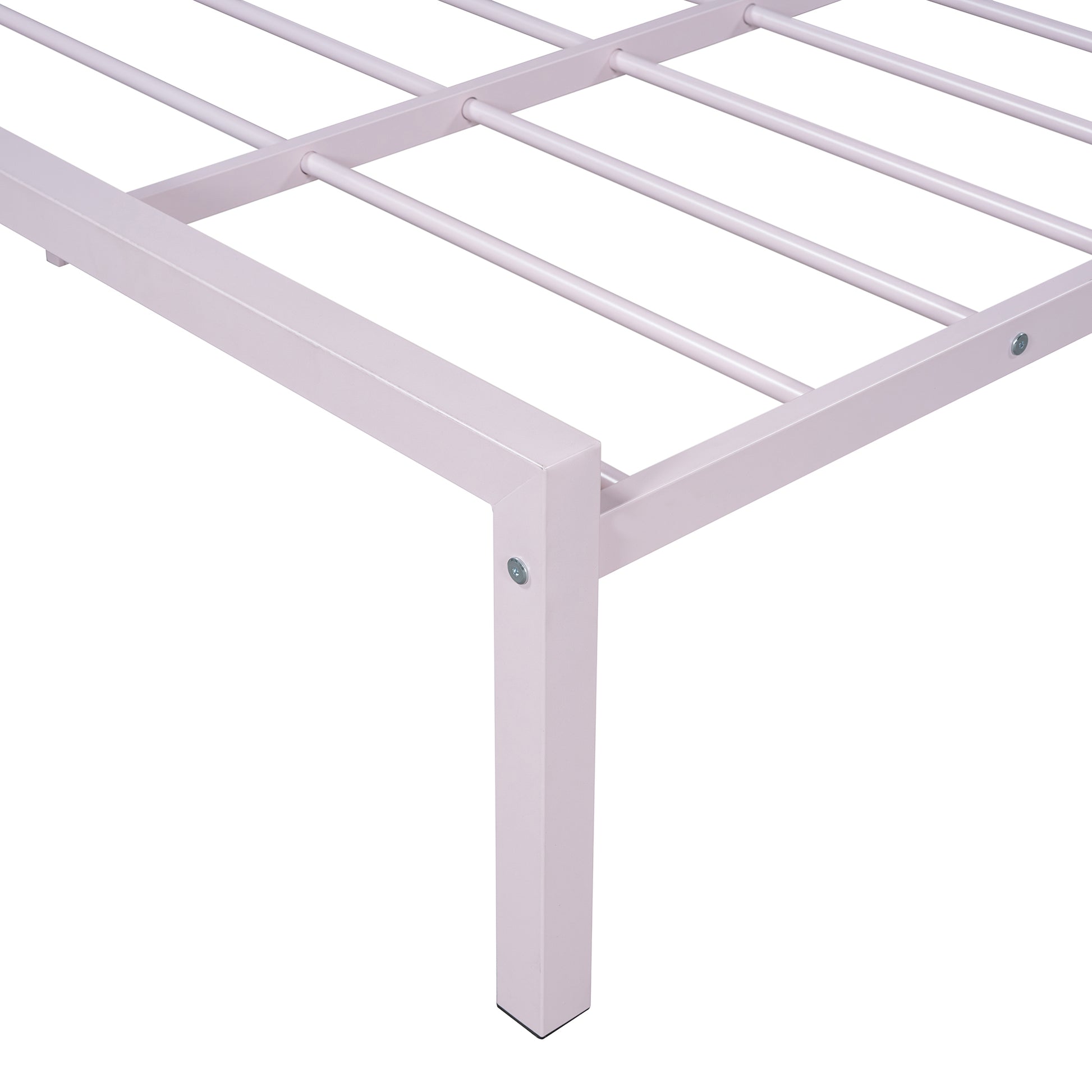 Twin Size Metal Platform Bed With Two Drawers,House Shaped Headboard Design, Pink Twin Pink Metal