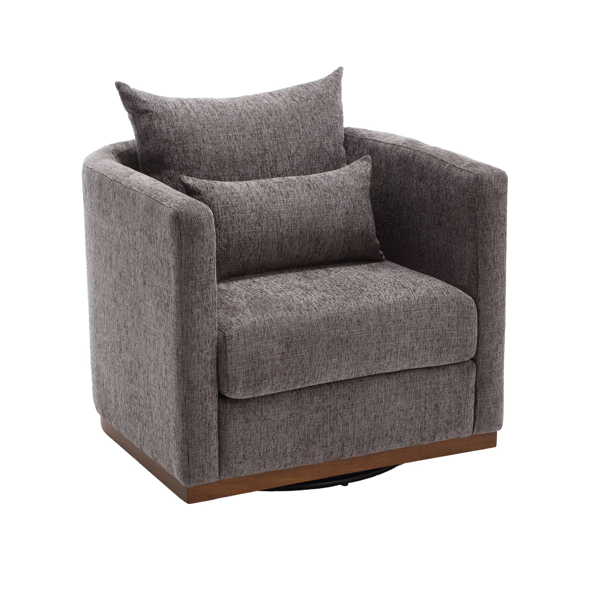 Coolmore Swivel Barrel Chair, Comfy Round Accent Sofa Chair For Living Room, 360 Degree Swivel Barrel Club Chair, Leisure Arm Chair For Nursery, Hotel, Bedroom, Office, Lounge Dark Gray Chenille Dark Gray Primary Living Space Foam Chenille