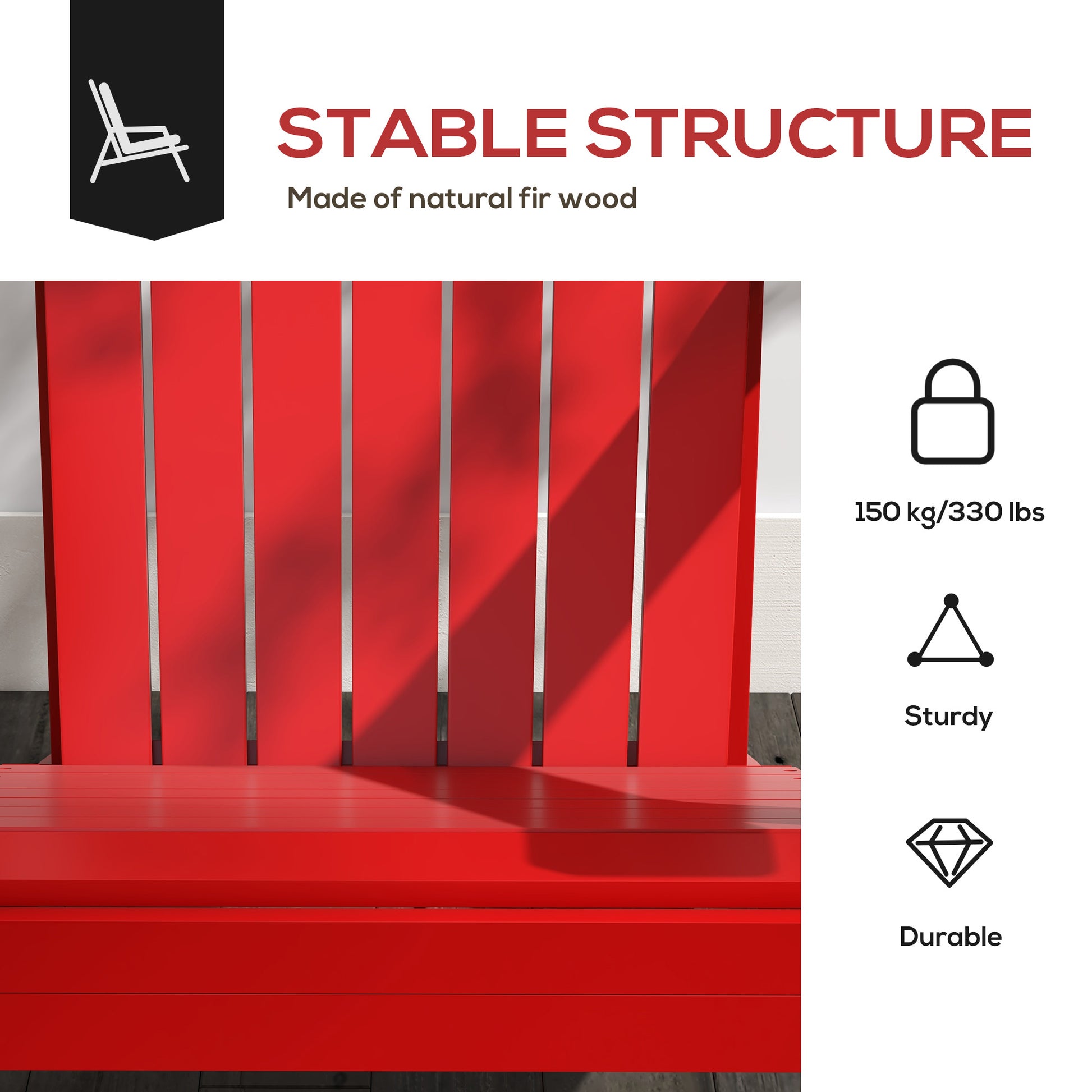 Outsunny Wooden Adirondack Chair, Outdoor Patio Lawn Chair With Cup Holder, Weather Resistant Lawn Furniture, Classic Lounge For Deck, Garden, Backyard, Fire Pit, Red Red Wood
