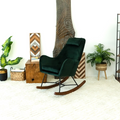 Chelsea Green Velvet Rocking Chair Solid Green Bedroom Foam Wipe Clean Foam Velvet