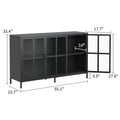 Heavy Duty Metal Modern Sideboard Buffet Cabinet With Storage Premium Steel Storage Cabinet ,Adjustable Feet,Glass Doors,Large Capacity Organizer For Living Room,Bed Room,Dining Room Accent Chests 3 4 Spaces Antique Black Primary Living Space Glass Doors