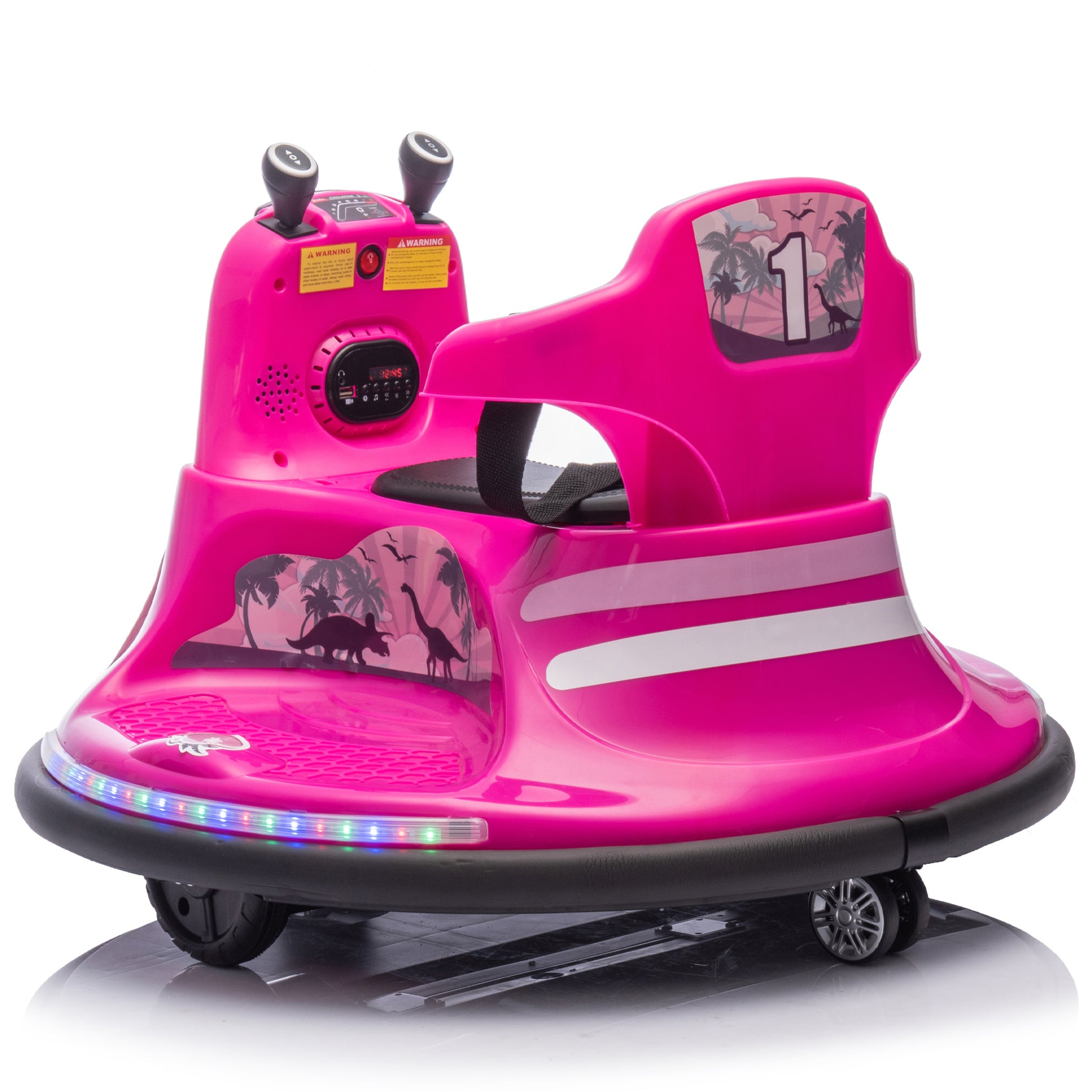 12V Kids Ride On Bumper Car W Parents Control,Rotate 360 Degrees,Two Handed Switch For Direction Control,Bumper Strip,Light Belt,Mp3 Music,Bluetooth,Provide A Speed Of 0.75Mph For Kids Of 2 5 Rose