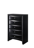 1Pc Contemporary 5 Drawer Chest Black Finish Solid Wood Wooden Bedroom Furniture Black Bedroom Contemporary Wood