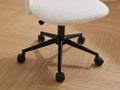 White Boucle Office Chair Desk Chair, Mid Back Adjustable Swivel Computer Chair With Black Legsmodern Upholstered Desk Chair With Wheels White Black Foam Polyester Blend