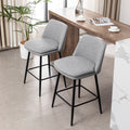Counter Height Swivel Bar Stools Set Of 2, 360 Swivel Upholstered Barstools With Back And Metal Legs, 25.6