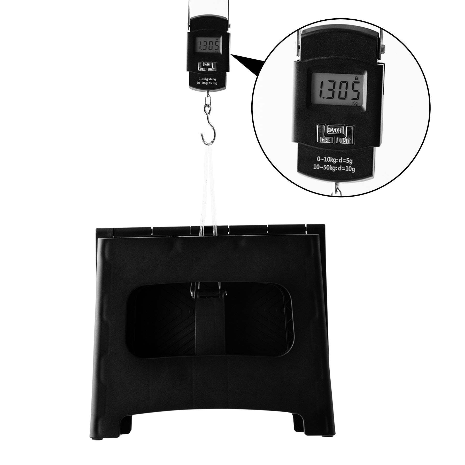 9In Folding Step Stool, Compact, Portable, Non Slip, 300 Lbs. Weight Capacity For Adults And Children. Secure Non Slip Top And Rubber Feet, Great For Home And Camping, Black Color Black