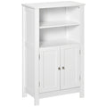 Kleankin Bathroom Floor Cabinet, Freestanding Bathroom Cabinet With 2 Open Shelves, Double Doors And Adjustable Shelves, Wooden Storage Cabinet For Bathroom, White White Mdf