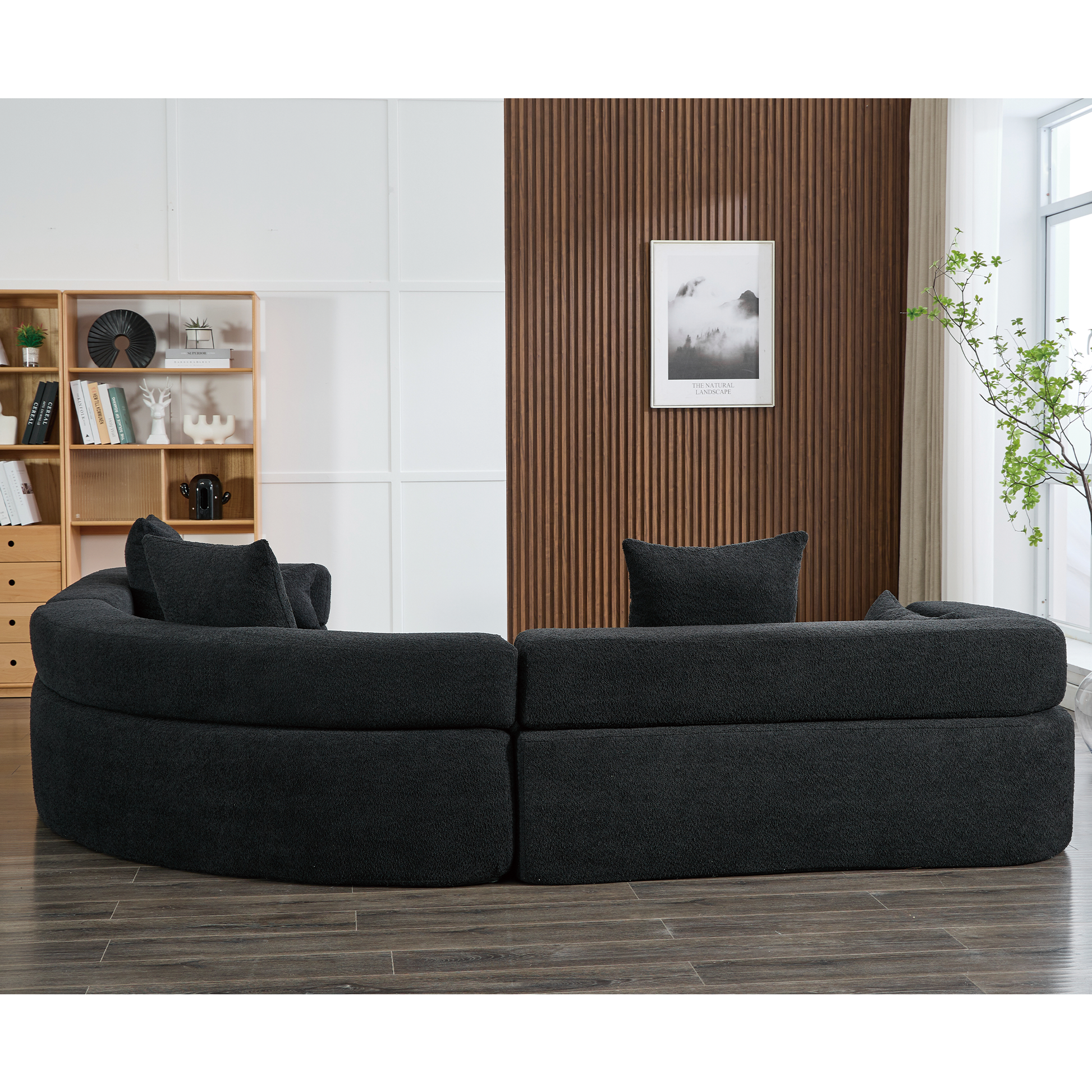 Arrived Oversized Combination Sofa,Curved Sofa,Upholstered 4 Seater Couch For Living Room, Modern Modular 3 Piece Free Combination, Semicircular Modular Sofaboucle, Black Black Polyester Primary Living Space Soft Tight Back Modern Square Arms Foam