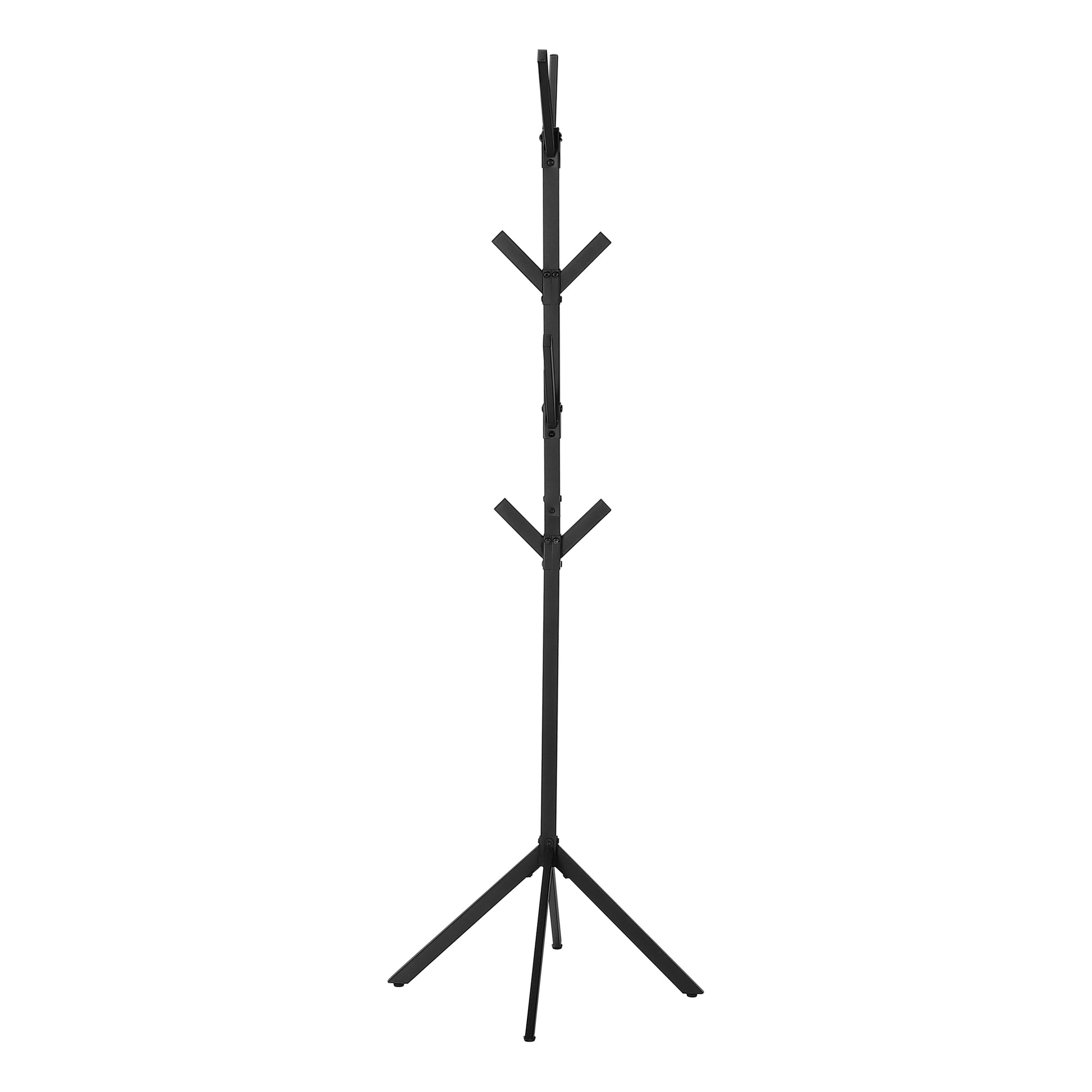 Coat Rack, Hall Tree, Free Standing, 8 Hooks, Entryway, 70"H, Bedroom, Black Metal, Contemporary, Modern Black Metal