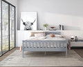 Queen Bed Frames With Headboard, Solid Wooden Platform Bed With Corner, Modern Low Profile Bed Frame, No Box Spring Needed, Grey Queen Grey Wood