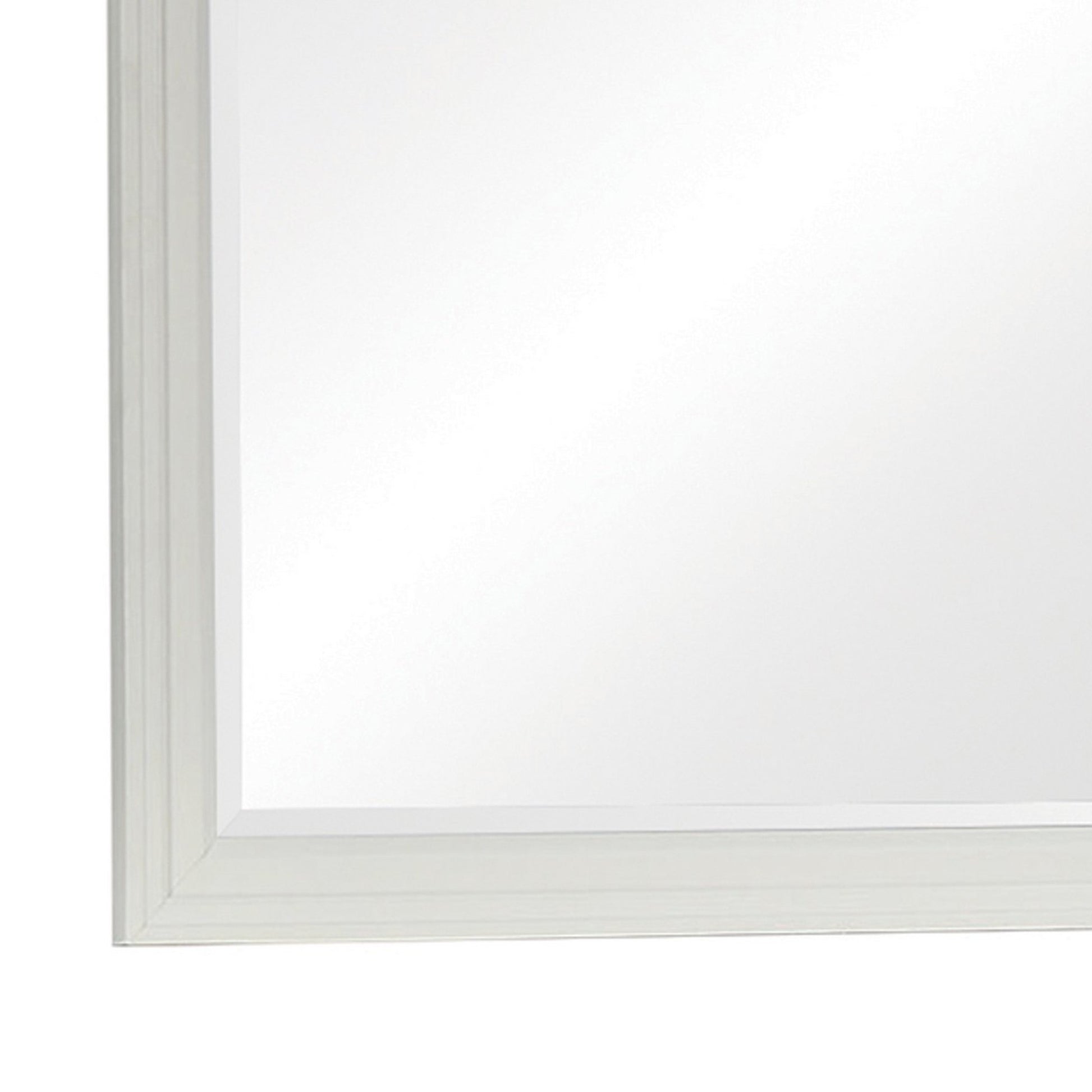 Wooden Mirror With Molded Trim Details, White White Wood