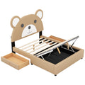 Full Size Upholstery Platform Bed Frame With Cute Bear Shaped Headboard And Two Storage Drawers,Brown Full Brown Solid Wood Mdf