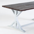 Cassia Farmhouse Dining Table Dark Brown White Acacia Wood