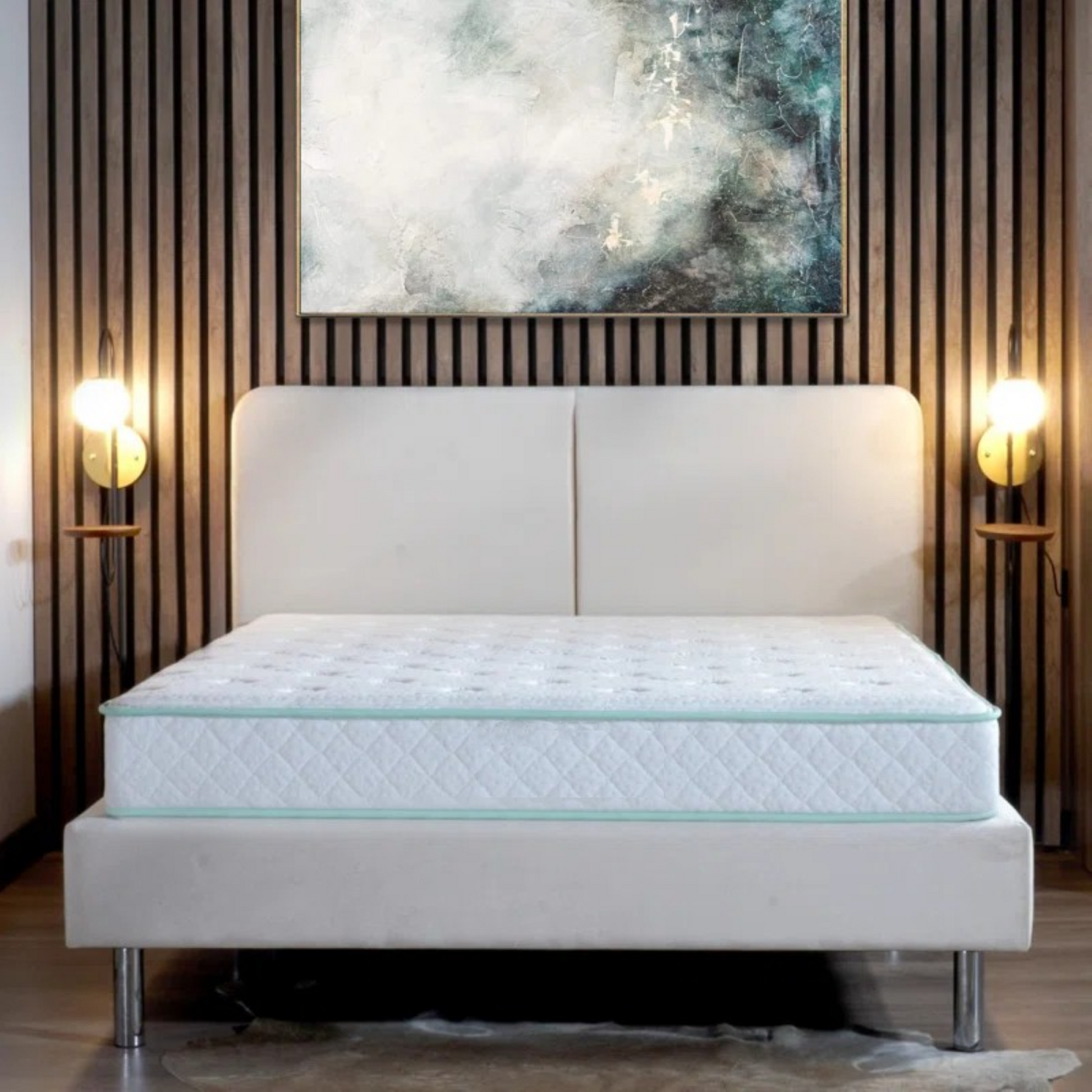 Twin Xl Size 9 Inch Excellence Medium Tight Top Hybrid Aloe Vera Foam Encased Pocket Coil Mattress White Green Foam Spring Twin Xl