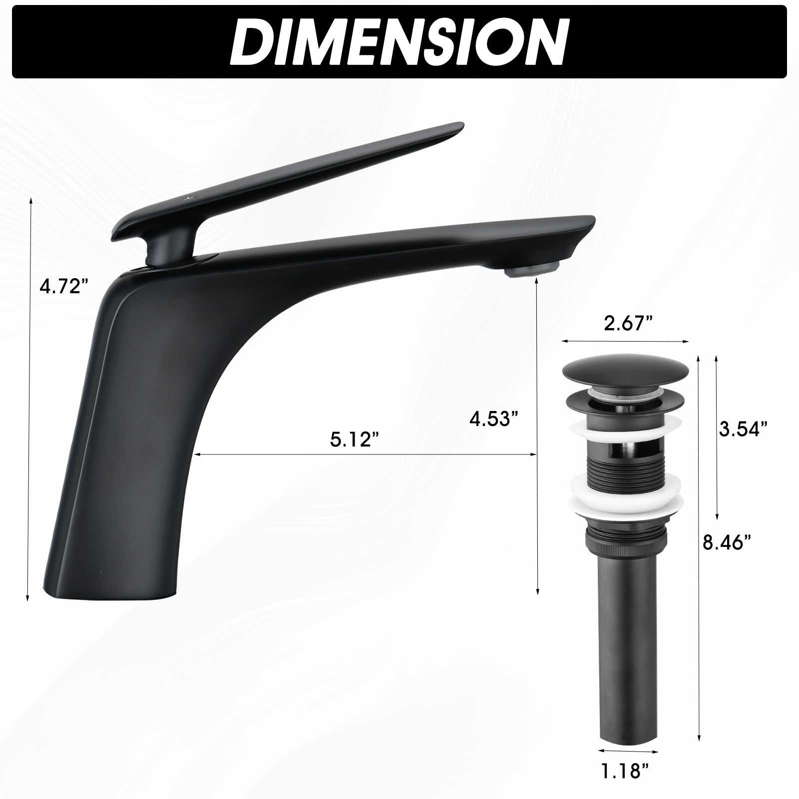 Single Hole Bathroom Sink Faucet With Pop Up Drain And Water Supply Hose, Single Handle Bathroom Faucet One Matte Black Bathroom 1 Hole Faucets Brass