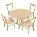 5 Piece Rustic Round Pedestal Extendable Dining Table Set With 15.7